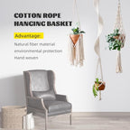 Modern Minimalist Bohemian Style Hanging Planters Plant Net Pocket Hand Woven Hanging Basket Holder Tapestry Flower Basket with Exquisite Tassel Indoor Balcony Decoration (3 in 1) - size: 3 in 1