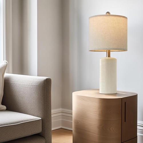 G-SAFAVA 20.25" Small Single Table Lamp for Bedroom Modern Ceramic Nightstand Lamp Farmhouse Bedside Lamp Boho Living Room Lamp White End Side Table Lamp - color: Lime White - Single