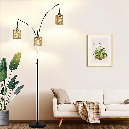 Small Rattan Lamp Shade Boho Shades Replacement H5.9''xΦ4.7'' Shades Ceiling Fan Light Covers Cylinder Woven Lampshade for Floor Lamps Pendant Light Chandelier Wall Sconces Light Fixture