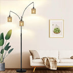 Small Rattan Lamp Shade Boho Shades Replacement H5.9''xΦ4.7'' Shades Ceiling Fan Light Covers Cylinder Woven Lampshade for Floor Lamps Pendant Light Chandelier Wall Sconces Light Fixture