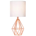 Rose Gold Bedside Table Lamp,Modern Small Desk Lamp with TC Fabric Shade Geometric Metal Base for Kids Living Room Bedroom Nightstand - color: Rose Gold