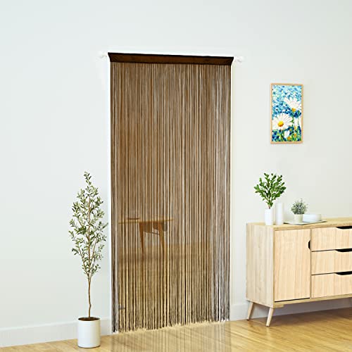 YaoYue Doorway String Curtain Door Curtains,Boho Hippie Hanging Fringe Room Divider for Patio Bedroom Closet Kitchen Laundry,Room Window Wall Door Decor(39×79in/100×200cm,Brown) - color: Brown, size: 39"W x 79"L (Pack of 1)