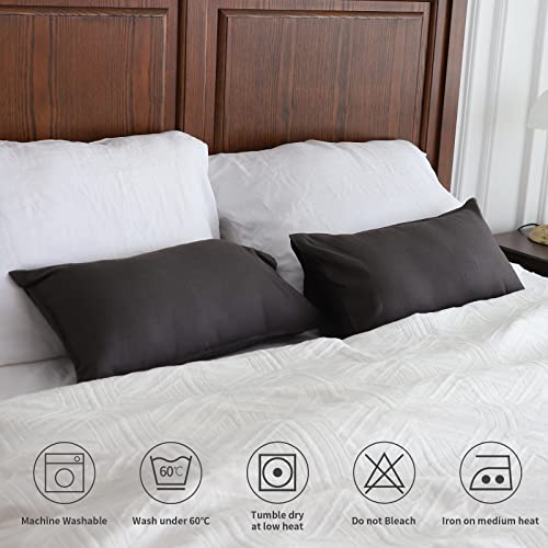 Simple&Opulence Linen Lumbar Pillow Covers 12x20 Inch Set of 2 Flax Cotton Blend Rectangular Decorative Throw Cushion Cover for Couch Sofa Bedroom Office Soft Breathable Farmhouse - Dark Grey - color: Dark Grey, size: 12"x20"