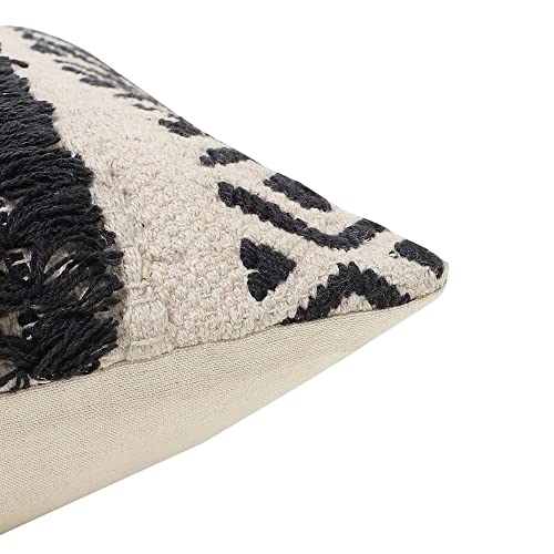 REDEARTH Handmade Boho Throw Pillow Covers - Bohemian Chic Farmhouse Style - Accent Woven Indoor and Outdoor Pillow Cushion Cases for Couch - Bed - Chair - Sofa - Benches – Set of 2-18"x18" - Black - color: Geometric Craft Black, size: 18" x 18" (Pack of