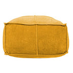 Creative Co-Op Goldenrod Square Cotton Velvet Pouf - color: Goldenrod