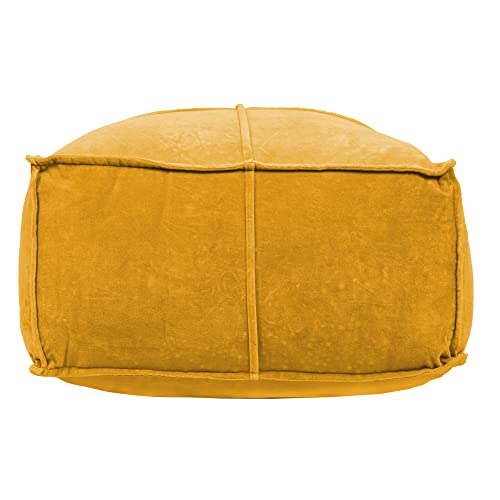 Creative Co-Op Goldenrod Square Cotton Velvet Pouf - color: Goldenrod