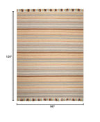 SAFAVIEH Area Rug 8x10 - Montauk Collection - Large - Beige & Multi, Handmade Cotton, Boho Stripe Fringe Design, Ideal for Living Room, Bedroom, Office, Dining Space (MTK901A) - color: Beige/Multi, size: 8' x 10' (Rectangular)