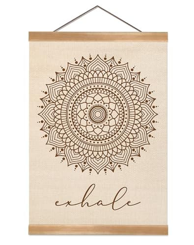 ZTGDA Boho Mandala Wall Art Exhale Inspirational Poster Minimalist Linen Canvas Hanging Print for Yoga Room, Meditation Space, or Bedroom Decor Calming Zen Home Wall Decor(Yoga) - color: Yoga