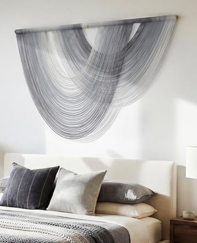 Tempospark Large Macrame Wall Hanging, 59x39 Inch Boho Wall Hanging, Macrame Wall Art Hand-dyed Ombre Design for Bedroom Living Room Apartments Entryways, or Above Bed - color: Gray