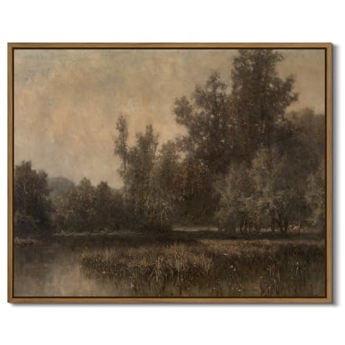 Vintage Landscape Art Prints Forest Lake Scenery Wall Art Moody Swamp Pictures Wall Decor Nature Wilderness Illustrations Fine Art Decor Framed for Living Room Bedroom Farmhouse Office - 8x10 Inch - color: Forest Lakes, size: 10"L x 8"W