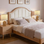 Table Lamps Set of 2 - 19" Wood Farmhouse Bedside Lamp with Adjustable Color Temperatures - Modern Rustic Linen Lampshade Nightstand Lamps for Bedroom Living Room Office, Bulbs Included, Natural - color: Natural