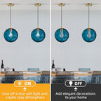 Modern Blue Glass Pendant Light, Kitchen Island Lighting 3-Pack Globe Pendant Light Fixtures Century Kitchen Island Pendant Lighting for Bedroom Living Dining Room Light Fixture (Without Bulb) - color: Blue-1 Light-3PC