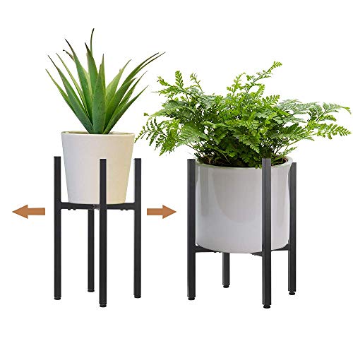 YueTong 2 Pack Metal Plant Stand Indoor with Adjustable Width Fits 8 to 12 Inch Pots,Mid-Century Flower Holder for Corner Display-Black(Planter and Pot Not Included). - size: 8-12" 2pack