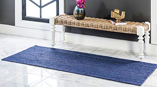 Unique Loom Braided Jute Collection Area Rug - Dhaka (2' 7" x 6' 1" Runner, Navy Blue) - color: Navy Blue, size: 2'7" x 6'1" (Runner)