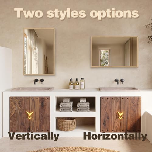 36"x24" Solid Wood Bathroom Mirror, Rustic Wood Frame Wall Mirror for House Decor, Rectangle Farmhouse Bathroom Vanity Mirror Bedroom Living Room Entryway, Explosion-Proof Horizontal/Vertical - color: Solid, size: 36"L x 24"W