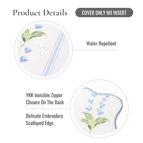 Hofdeco Premium Grandmillennial Coastal Hampton Patio Indoor Outdoor Throw Pillow Cover Only, 20"x20" Water Repellent for Backyard, Couch, Poolside, Blue Green Print Striped Lily of the Valley - color: Blue Grass Green Watercolor Striped Lily of the Valle