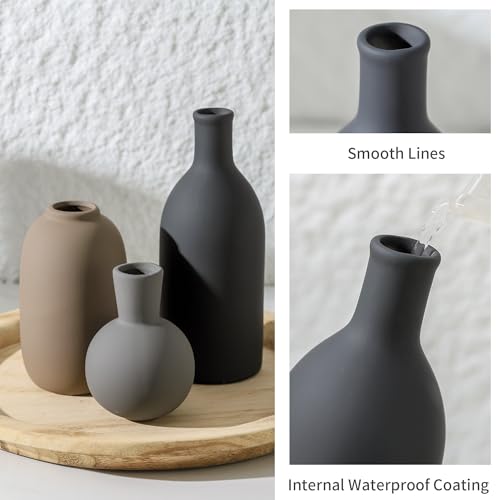 Ceramic Vase Set of 3, Rustic Farmhouse Vases Home Decor Pottery Pampas Vase Decoration Modern Neutral Flowers Vases for Room Decor, Entryway, Living Room, Table, Kitchen, Bedroom - Multicolor - color: 006-multicolor