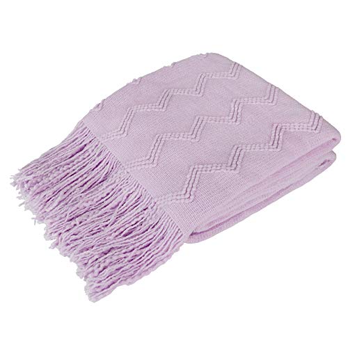 PAVILIA Lavender Purple Knit Throw Blanket for Couch Bed, Soft Knitted Farmhouse Sofa Throw for Living Room, Lightweight Decorative Summer Throw Blanket for Chair, Outdoor Textured Boho Blanket, 50x60 - color: Lavender Purple, size: 50 X 60 Inches - Throw