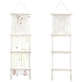 Teniinet Hanging Jewelry Organizer, Boho Macrame Necklace Hanger Wall Mounted with 30 Hooks,Door Hanging Jewelry Holder with Tassel for Necklaces Display Organizer(Necklace Holder)