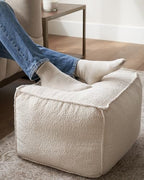 ZICOTO Beautiful Boucle Pouf Ottoman and Foot Rest - Elevate Your Living Room Decor with Lightweight Comfort and Charm - A Round Modern Foam Filled Foot Stool Perfect to Rest Your Feet