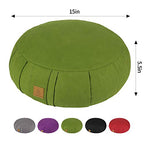 Round Zafu Meditation Cushion, D=15" H=5.5" Zabuton Meditation Pillow, Yoga Bolster/Pillow, Floor seat, Zippered Organic Cotton Cover, Natural Buckwheat, Kneeling Pillow - color: Purple