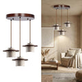 Wabi Sabi Pendant Light, Japandi Ring Light Fixture, Modern Farmhouse Travertine Chandelier Pendant Lighting - Yellow Stone & Walnut Wood (Walnut 3-Light,7.9IN-C) - color: Walnut 3-Light, size: 7.9IN-C