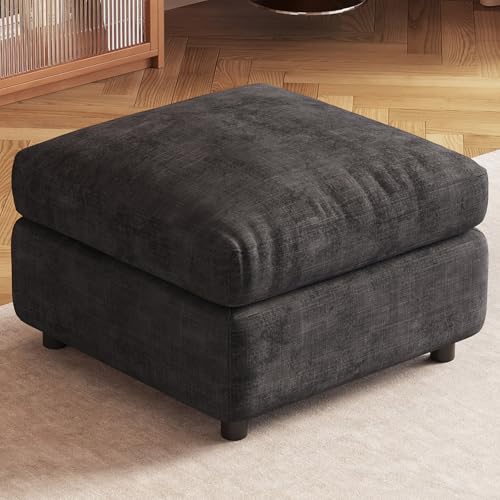 Guyii Dark Gray Storage Ottoman Square Sofa Footrest Stool Removal Stool Pouf Ottomans Upholstery Stool for Living Room Bedroom Office - color: Dark Gray, size: ottoman