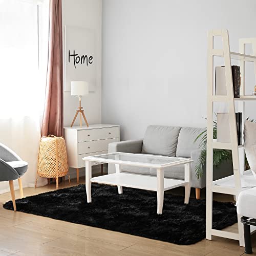 Kelarea Area Rug for Living Room, 3x5 Non-Slip Black Rug Fluffy Soft Shag Rugs, Fuzzy Shaggy Plush Carpet for Bedroom, Nursery Rooms, Home Dorm - color: Black, size: 3 x 5 feet