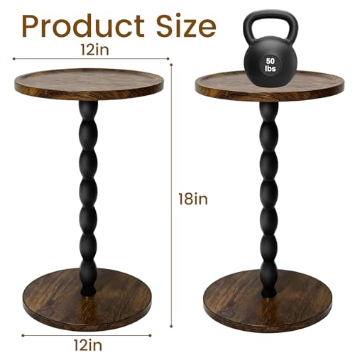 Plant Stand Indoor, 11’’ Round Wood Plant Stand Shelf for Pots, Heavy Duty 50 lbs Pedestal Flower Pot Stand with Raised Edge, Mid Century Modern Wooden Plant Holder for Indoor Plants