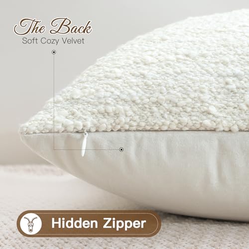 Artscope Throw Pillow Cover 20x20 Super Thick Body Pillow Cover Decorative Boucle Textured Morden Neutral Accent Italian Style Pillowcase for Bedroom Living Room Couch Sofa Home Décor-Beige+White - color: Beige+white, size: 20" x 20" (Pack of 1)