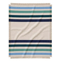 Blue Ridge Striped Afghan Throw Blanket | Thick & Cozy | Cotton USA Made (73x48) - color: Blue Ridge