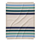 Blue Ridge Striped Afghan Throw Blanket | Thick & Cozy | Cotton USA Made (73x48) - color: Blue Ridge