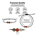 BOHO GARDEN Healing Bead Bracelets - Spiritual Crystal Beaded Bracelet - Made of 3 Real & Natural Gemstones, Adjustable 3-9.7” Black Rope - Gem Stones Jewelry for Men, Women, Teens (13+) - 8mm Bead - color: GoodLuck