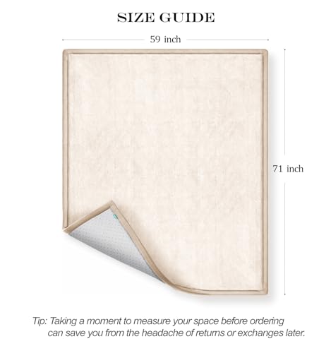 AEOCOO Baby Play Mat for Floor Cushion, 59x71x1.3" Thick Memory Foam Tummy Time Mat, CloudSoft Velvet Non slip, Toddlers Baby Kids Extra Large Nursery Rug for Crawling, Living Room, Beige - color: Beige, size: 59 x 71 x 1.3 Inch