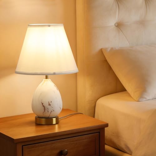 Modern Ceramic Table Lamps Set of 2 for Nightstand, Touch Dimmable Small Bedroom Lamp for Night Stands, Living Room, Kids Room (Gold of 2 Pack) - color: Gold of 2 Pack