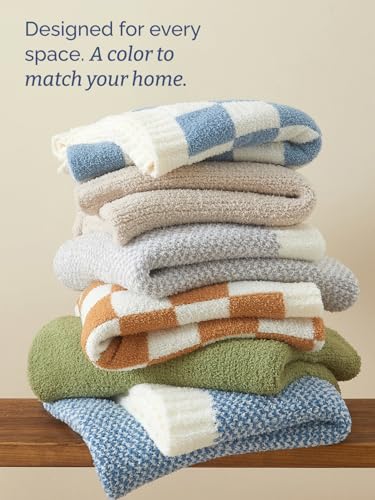 Super Soft Throw Blanket - Checkered Blanket for Couch, Bed, Sofa, Chair - Lightweight Warm Double Sided Knit - All Season Cozy, Fuzzy, Anti-Static Microplush Blanket for Women - 50x60 (Blue/Cream) - color: 05 - Checkered Dusty Blue/Cream