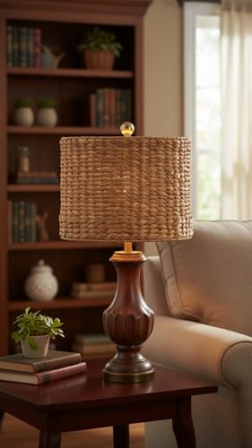 Aspen Creative 31605, Drum Spider Lamp Shade, Water Hyacinth, 12" Top x 12" Bottom x 9" Height - color: Water Hyacinth