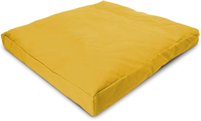 Zabuton Meditation Cushion for Workout - Supportive Yoga Floor Seat Cushion for Comfort & Posture Support - Natural Washable Cotton Fill kneeling Pad - Made in USA - Standard 24x24x2, Lhassa Gold