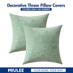 MIULEE Pack of 2 Couch Throw Pillow Covers 16x16 Inch Soft Greyish Green Chenille Pillow Covers for Sofa Living Room Solid Dyed Pillow Cases - color: Greyish Green, size: 16" x 16" (Pack of 2)