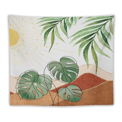 Boho Green Leaf Tapestry,Mid Century Abstract Leaves Tropical Palm Modern Minimalist Geometric Wall Hanging Neutral Home Decor Art for Living Room Bedroom Dorm 40"x30" - color: Boho Leaf-11, size: W40xL30in