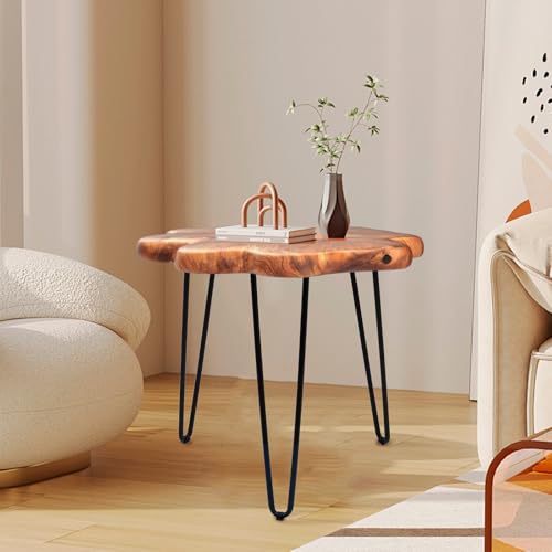 19.5 Inch Live Edge Side Table, Wood Small End Table with Waterproof, Rustic Accent Table Unique for Living Room, Bedroom, Home, Freeform - size: 19.5"D x 19.5"W x 20"H