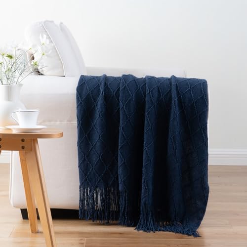 BATTILO HOME Navy Throw Blanket for Couch, Decorative Navy Blue Throw Blanket for Sofa Bed Room Decor, 50"x60" - color: Navy, size: 50 x 60 in.