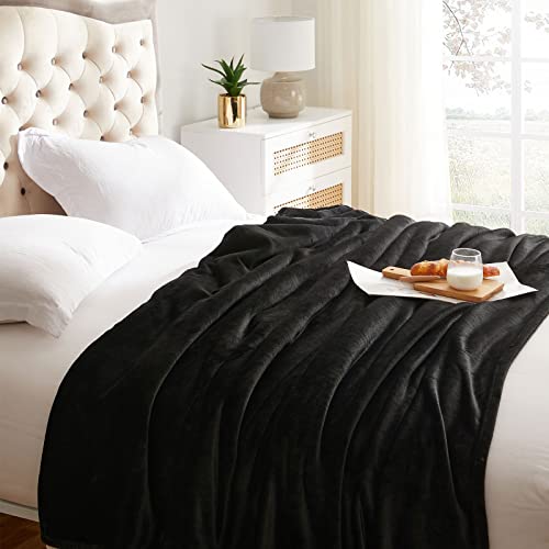 KMUSET Super Soft Throw Blanket Premium Silky Flannel Fleece Twin Size Black Microfiber Lightweight Blanket All Season Use,60X80 inches - color: Black, size: Twin(60"x80")