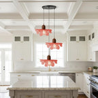 3 Light Red Glass Pendant Light Mid Century Modern Chandelier Adjustable Hanging Ceiling Light Fixture E26 Base for Bedroom Entryway Kitchen Island Dining Room - color: Red, 3 Light