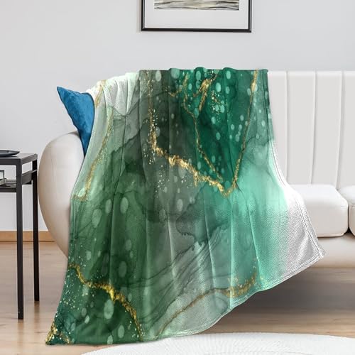 Modern Marble Blanket, Abstract Luxury Baroque Golden Lake Green Stone Veins Pattern Soft Warm Cozy Plush Flannel Covers for Livingroom Bedroom Couch Chair Camping Travel Home Decor Tapestry 30x40in - color: Abstract-19, size: 30W" x 40L"