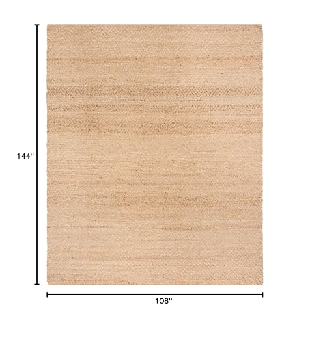 SAFAVIEH Natural Fiber Collection Area Rug - 9' x 12', Natural, Handmade Farmhouse Fringe Jute, Ideal for High Traffic Areas in Living Room, Bedroom (NF731A) - size: 9' x 12' (Rectangular)