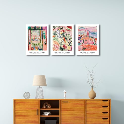 Wieco Art Canvas Wall Art 3 Piece Henri Mattise Art Abstract Colorful Matisse Posters Canvas Prints for Wall and Home Office Decorations - size: 12 x 16 inch x 3 pcs