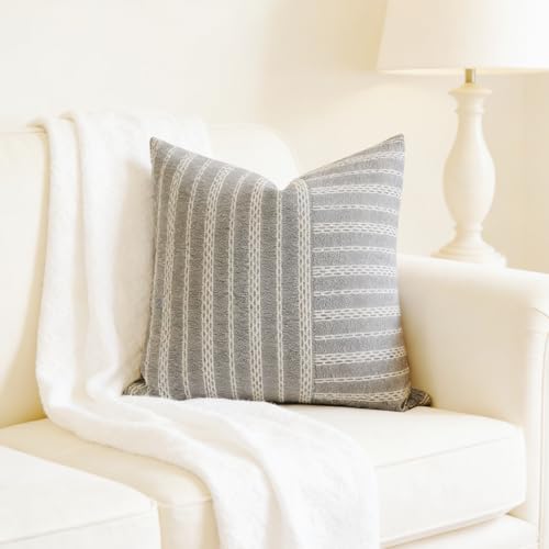 Slow Cow Black and Beige Patchwork Stripe Decorative Throw Pillow Cover Cushion Cover Pillowcase for Sofa Couch Bed Chair 18 x18 Inches - color: Mixd Black, size: 18" x 18" (Pack of 1)