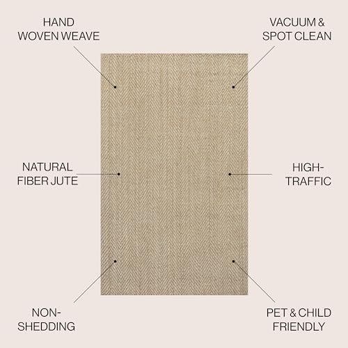 JONATHAN Y Espina Hand Woven Herringbone Chunky Jute Ivory Indoor Area Rug, 4x6, Bohemian, Cottage, Easy-Cleaning for Living Room, Bedroom, Kitchen, Pet Friendly, Non-Shedding (NFR101B-4) - color: Ivory, size: 4' x 6' (Rectangular)