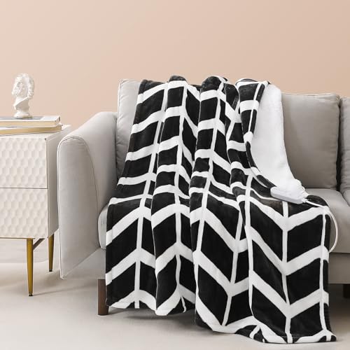 VENTIMI Electric Blanket Heated Throw, 50" x 60" Heated Blanket with 5 Heat Levels & 3 Hours Auto Off, Fast Heating Blankets with ETL & FCC Certification, Black - color: Black, size: Throw